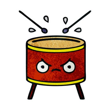 Retro grunge doku karikatür bir davul