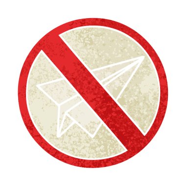 Retro illüstrasyon stil karikatür izin yok bir kağıt uçaklar