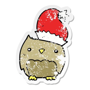 şirin bir Noel baykuş sıkıntılı etiket
