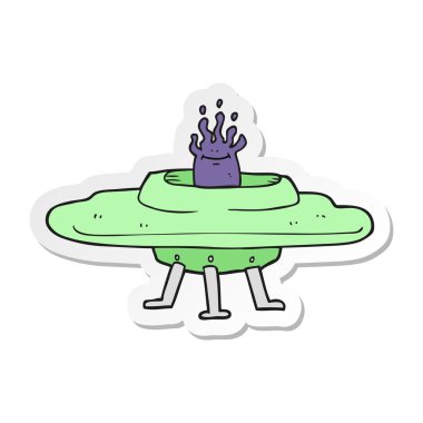 etiket bir karikatür uçan daire