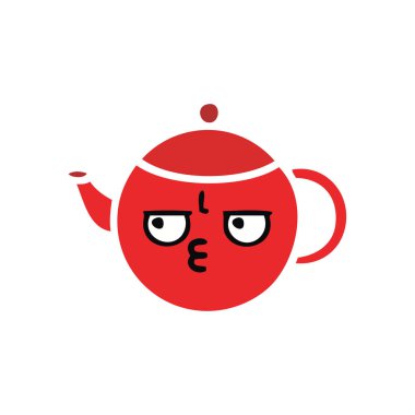 düz renk retro karikatür bir çaydanlık