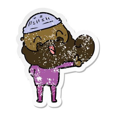 mutlu bir sakallı adamın sıkıntılı etiket