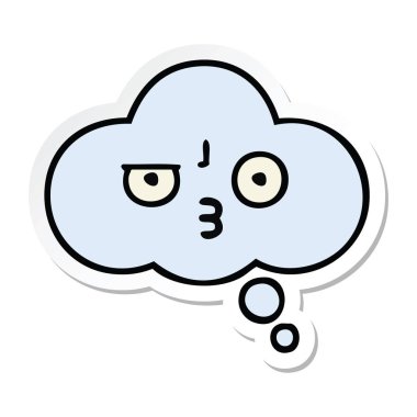 sevimli çizgi düşünce balonu etiket