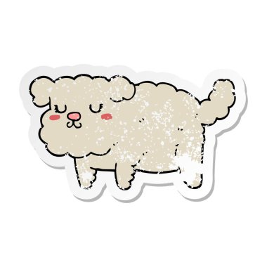 sıkıntılı etiket bir karikatür köpek