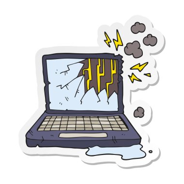 bir çizgi film kırık bilgisayar etiketi