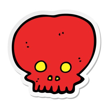 etiket bir çizgi film ürkütücü kafatası sembol