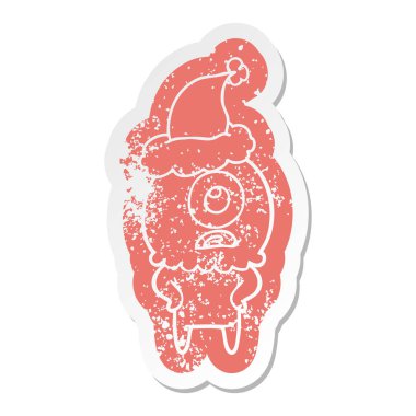 s giyen bir Tepegöz uzaylı uzaylı sıkıntılı Etiket cartoon