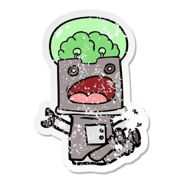 bir çizgi film robot sıkıntılı etiket