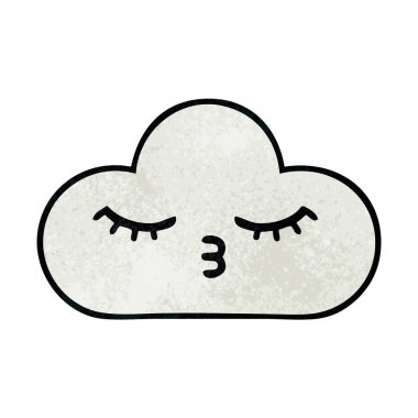 Retro grunge doku karikatür bir beyaz bulut