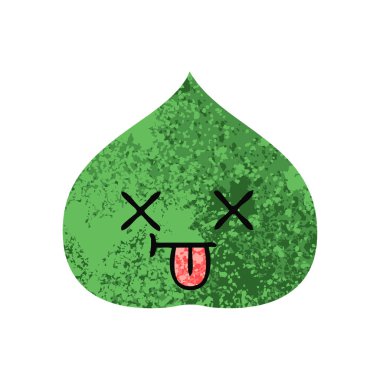 Retro illüstrasyon stil çizgi film ekspresiyon yaprak