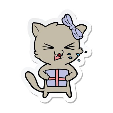 etiket bir karikatür kedi