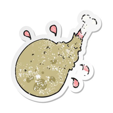 bir çizgi film et Retro sıkıntılı etiket