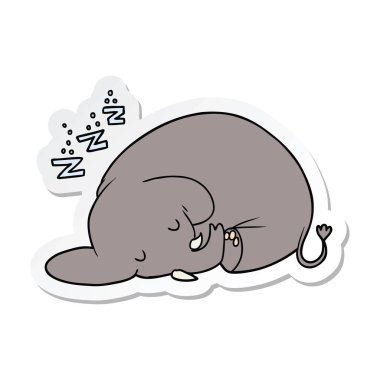 etiket fil uyuyan bir karikatür