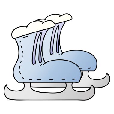 elle çizilmiş degrade çizgi film doodle buz pateni çizmeler