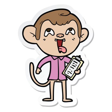 etiket pano ile deli karikatür maymun