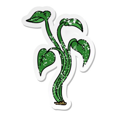 ilginç bir el sıkıntılı etiket karikatür bitki çizilmiş