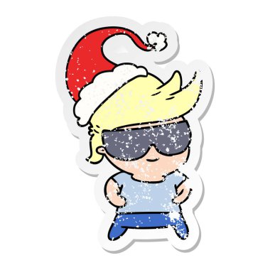 Noel sıkıntılı etiket karikatür kawaii çocuğun