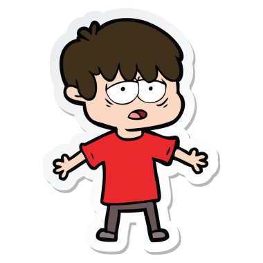 bir çizgi film yorgun çocuk etiket