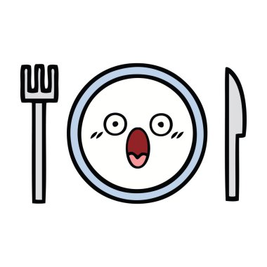 sevimli çizgi bir yemek tabağı