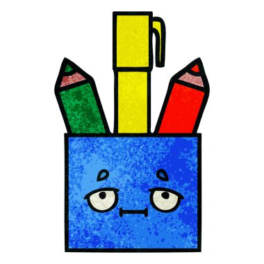Retro grunge doku karikatür kalem pot