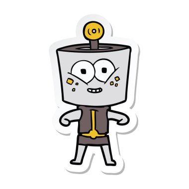 bir mutlu karikatür robot Sticker