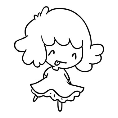 bir şirin kawaii kız çizgi çizme çizimi