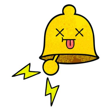 Retro grunge doku karikatür bir zil çan