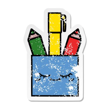 bir sevimli çizgi kalem tencere sıkıntılı etiket