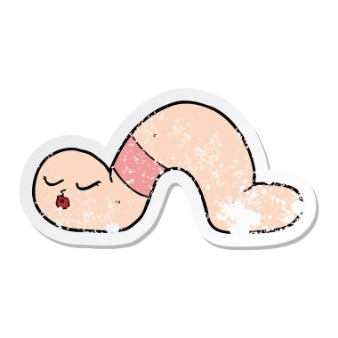 bir çizgi film solucanın sıkıntılı etiket