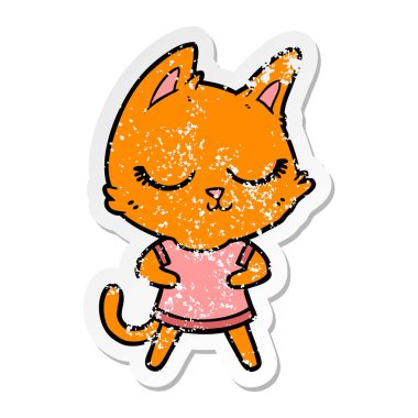 bir sakin karikatür kedi sıkıntılı etiket