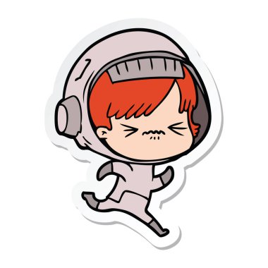 etiket çalıştıran bir karikatür alan kız