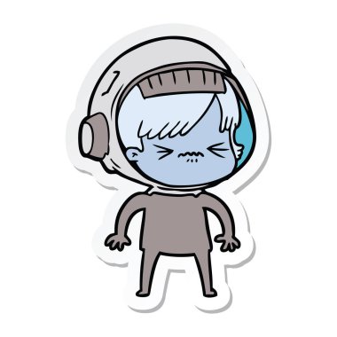 bir çizgi film astronot kadının etiket