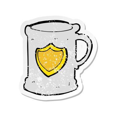 bir çizgi film tankerin Retro sıkıntılı etiket