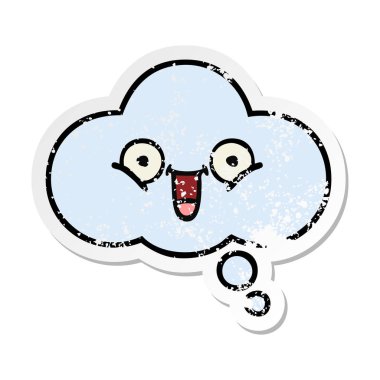 sevimli çizgi düşünce balonu sıkıntılı etiket