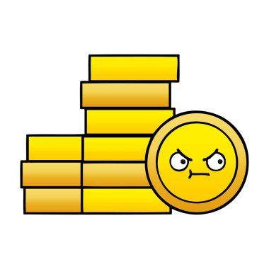 Degrade gölgeli karikatür bir sikke