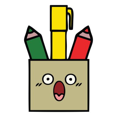 sevimli çizgi bir kalem tencere