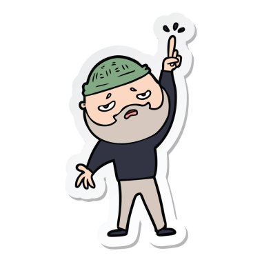 etiket bir karikatür sakallı endişeli