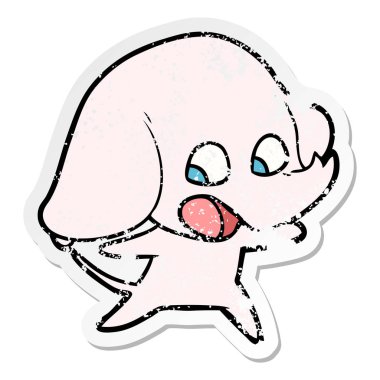 sevimli çizgi fil sıkıntılı etiket