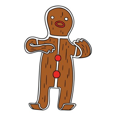 elle çizilmiş karikatür doodle bir zencefilli kurabiye adam