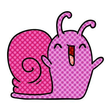 çizgi film illüstrasyon kawaii mutlu sevimli salyangoz