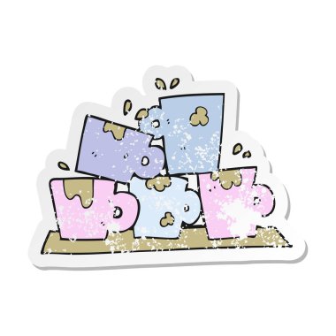 Retro sıkıntılı etiket bir karikatür Kahve kupaları