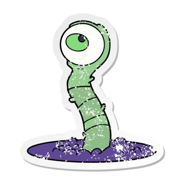 bir çizgi film uzaylı bataklık canavarının sıkıntılı etiket