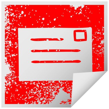 sıkıntılı kare etiketi simgesi bir mektup peeling