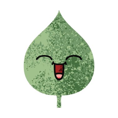 Retro illüstrasyon tarzı çizgi film ekspresiyon yaprak