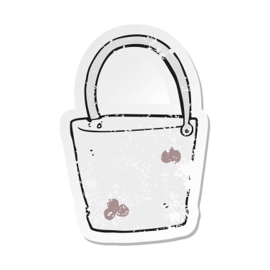 bir çizgi film kova Retro sıkıntılı etiket