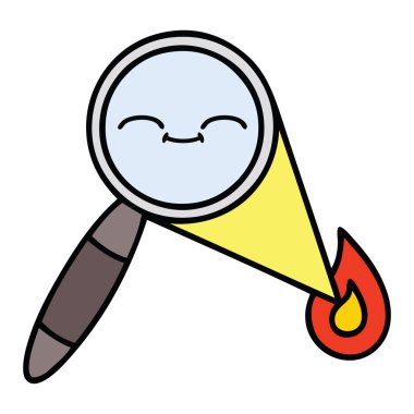 sevimli çizgi bir büyüteç