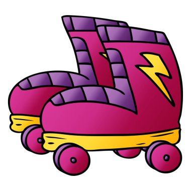elle çizilmiş degrade çizgi film doodle, tekerlekli paten
