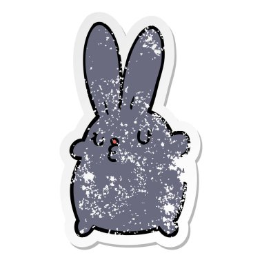 sevimli çizgi tavşan sıkıntılı etiket