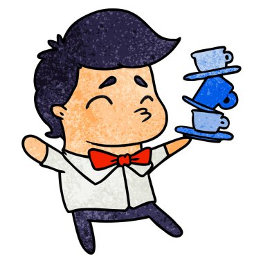 kawaii şirin garson dokulu çizgi film