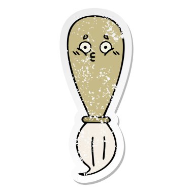 sevimli çizgi boya fırçasının sıkıntılı etiket